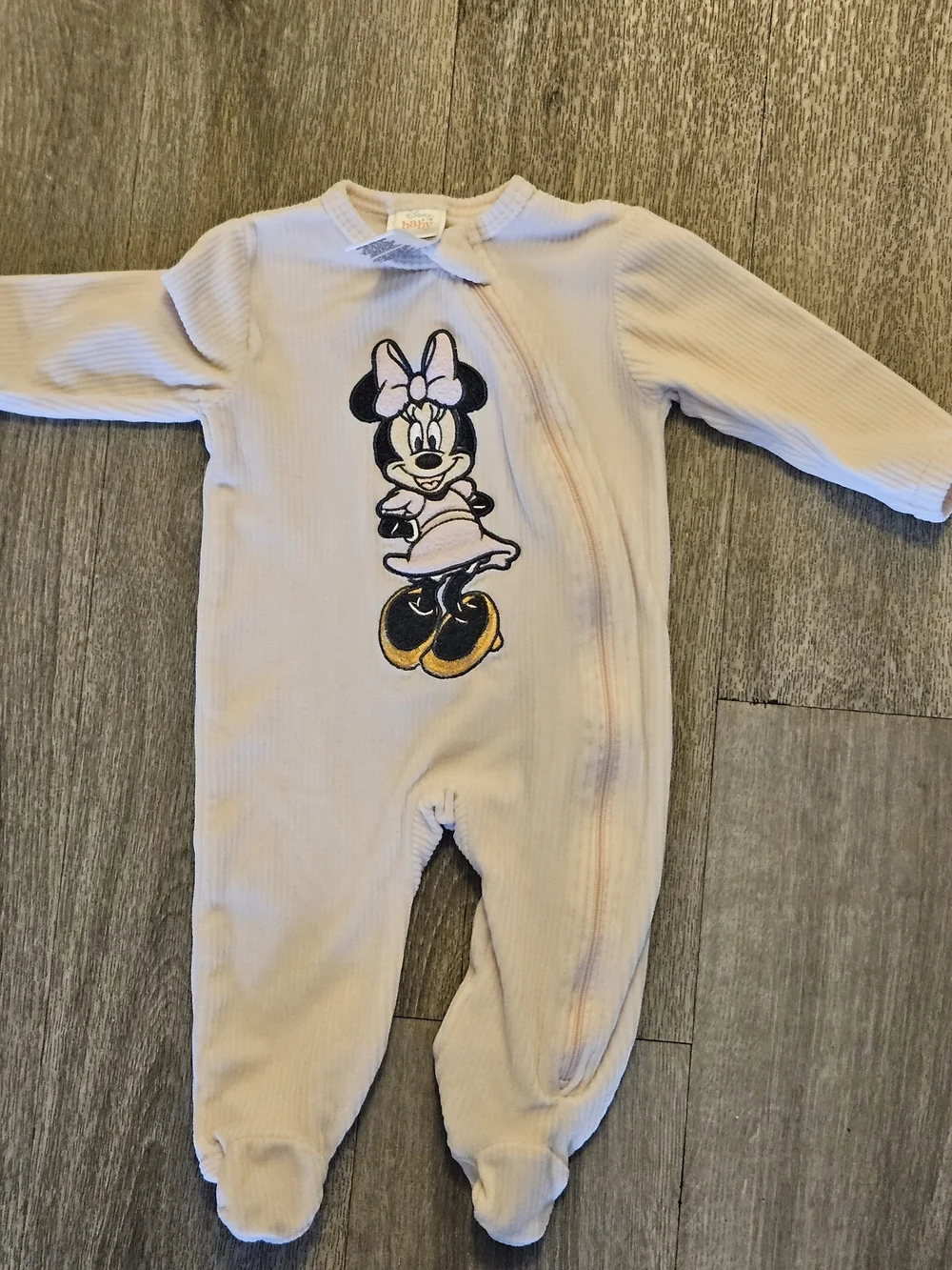 cloud island Light Pink Ribbed Footed One-Pieces DISNEY  Minnie‎ Graphic 0-3MTHS
